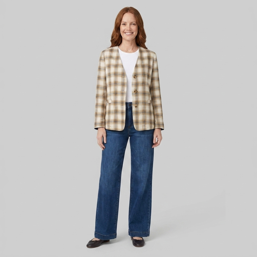 Elysian Reversible Jacket | Lyocell Linen, Denim Texture, V-Neck