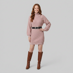 Elysia Knit Sweater Dress | Turtle Neck, A-Line Silhouette for Women