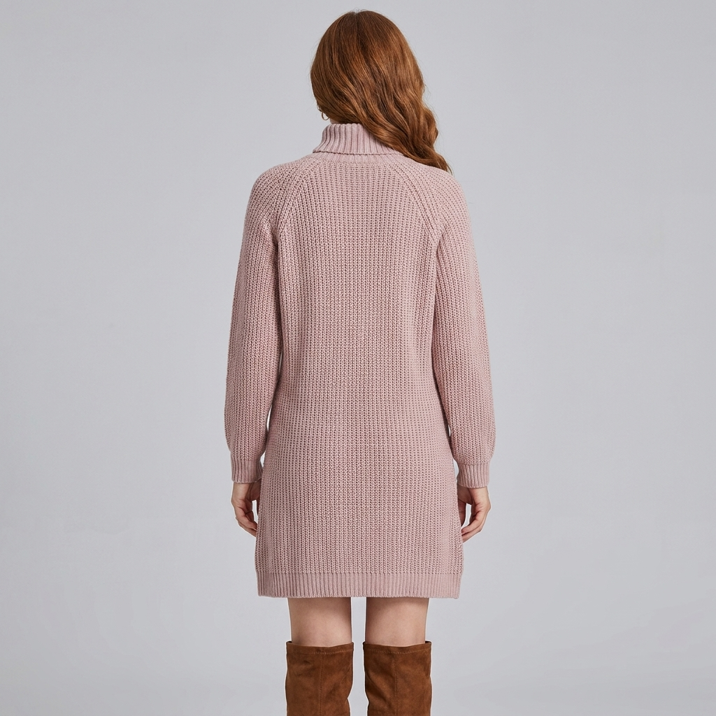 Elysia Knit Sweater Dress | Turtle Neck, A-Line Silhouette for Women