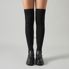Evelyn Knee High Boots | Vegan Leather, Ribbed Design