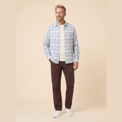Hindley Boxy Shirt | Linen Cotton Blend, Light Blue Check