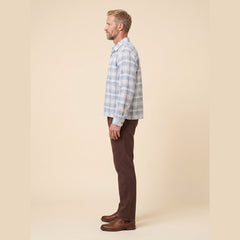 Hindley Boxy Shirt | Linen Cotton Blend, Light Blue Check