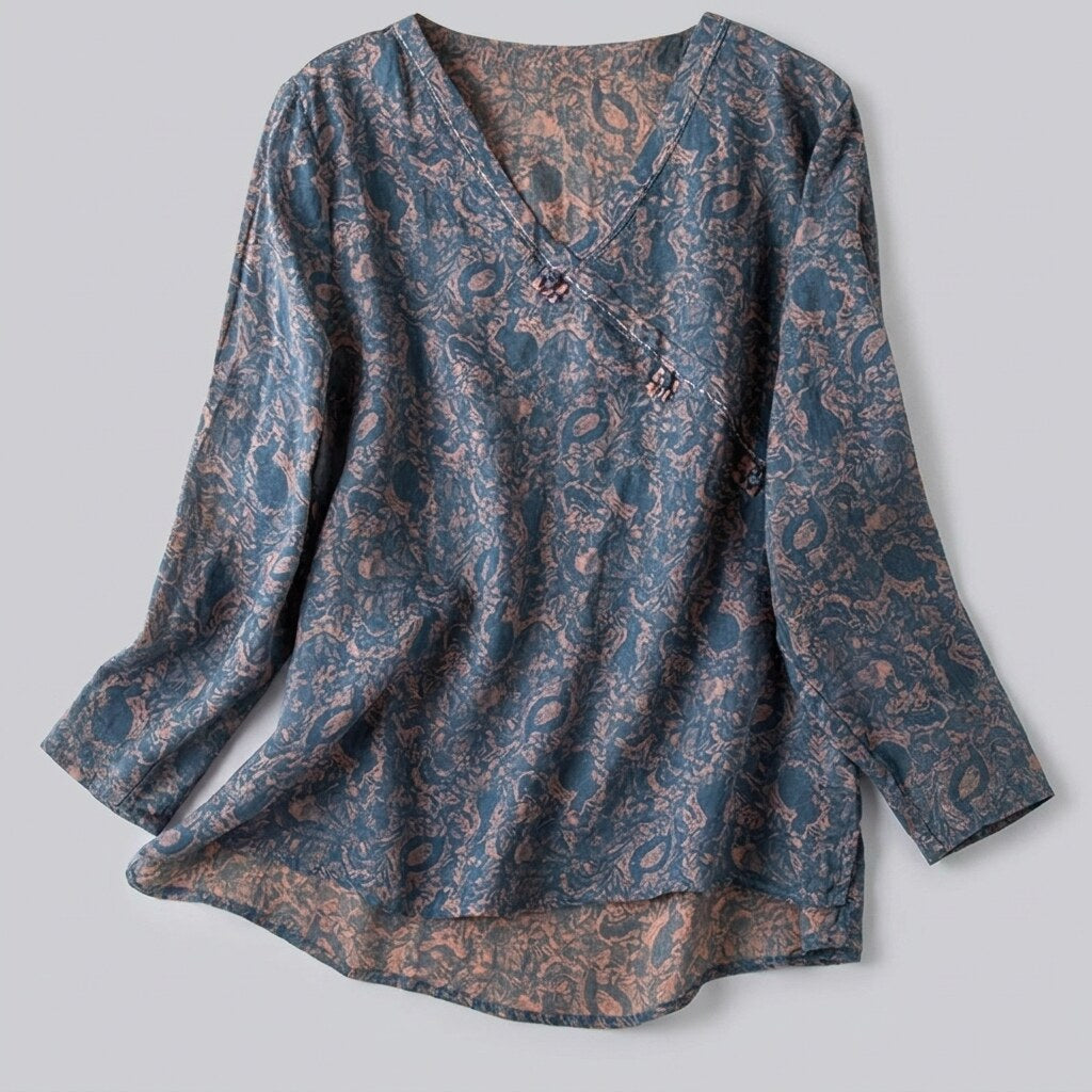 Kairo Crosswrap Blouse | Linen Blend, Asymmetrical Design for Women