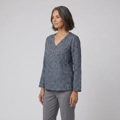 Kairo Crosswrap Blouse | Linen Blend, Asymmetrical Design for Women