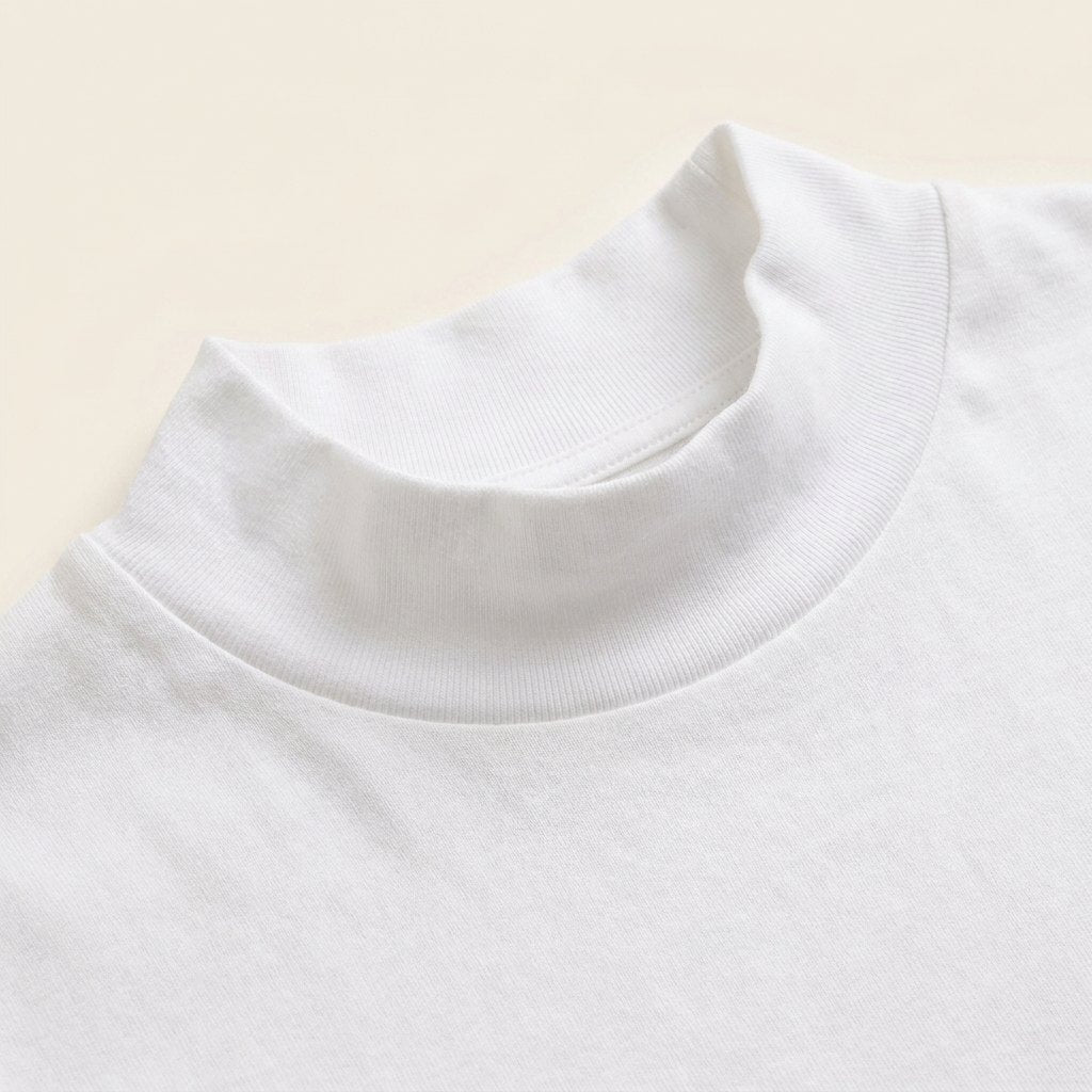 Maverick Long Sleeve T-Shirt | Brushed Cotton, Mock Neck, White