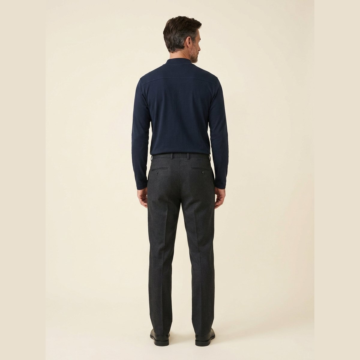 Maverick Long Sleeve T-Shirt | Soft Brushed Cotton, Mock Neck, Midnight Navy