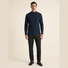 Maverick Long Sleeve T-Shirt | Soft Brushed Cotton, Mock Neck, Midnight Navy