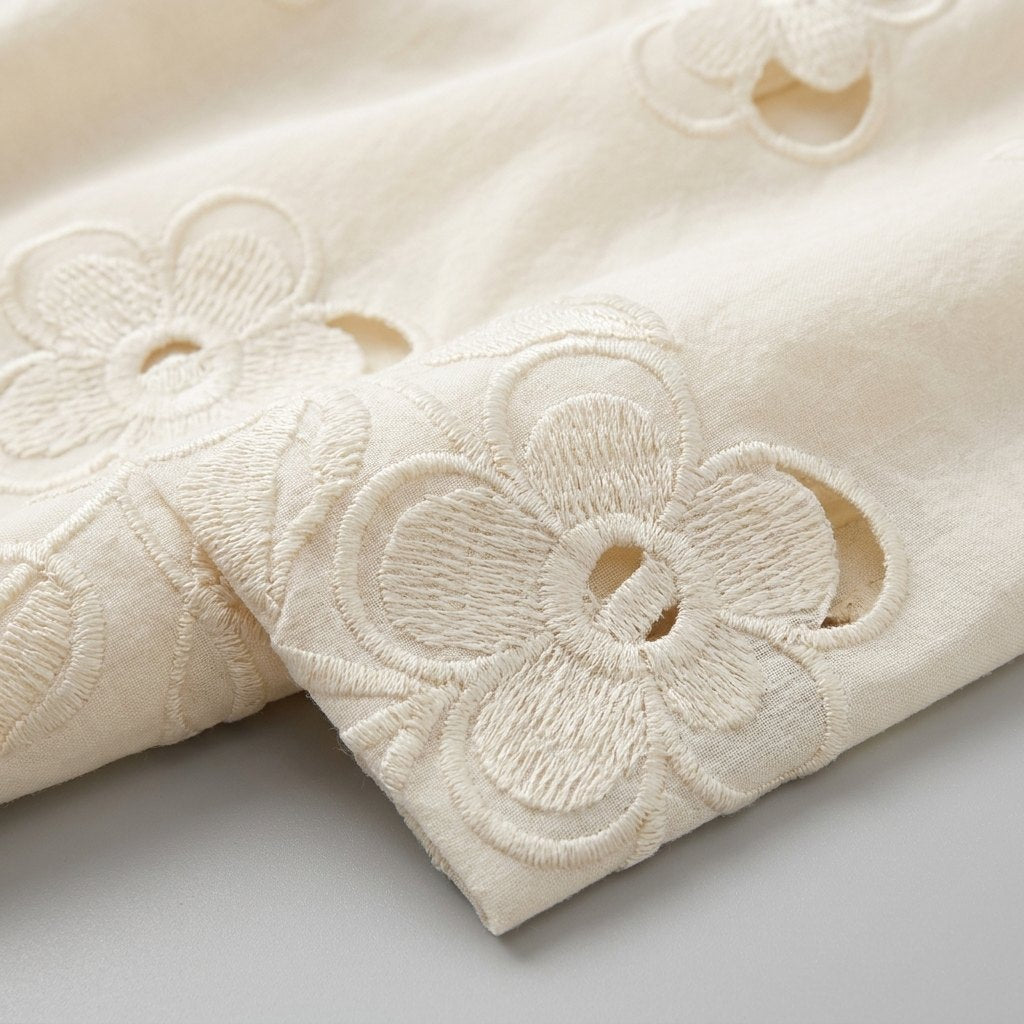 Mira Maxi Dress | Beige Cutwork, Adjustable Straps