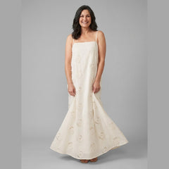Mira Maxi Dress | Beige Cutwork, Adjustable Straps