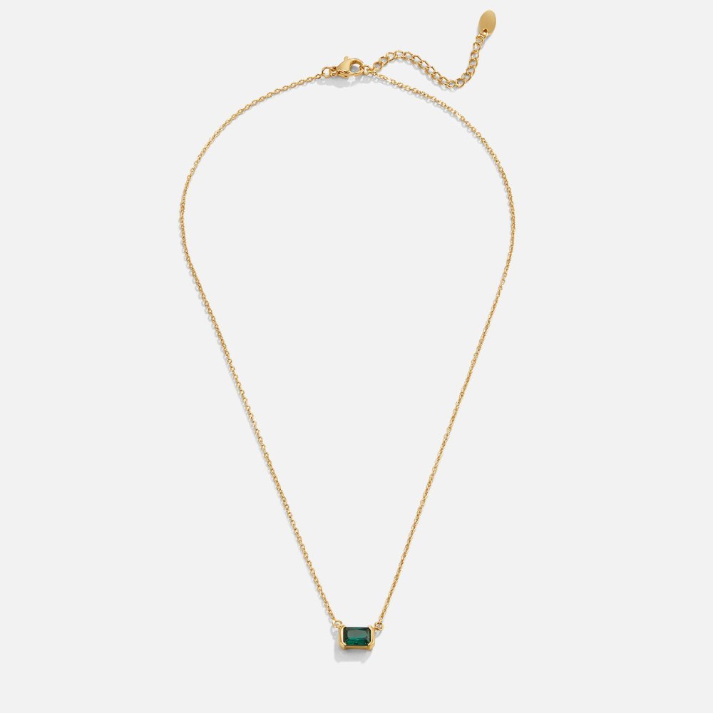Mona Green Emerald Necklace | Stainless Steel, Adjustable Length