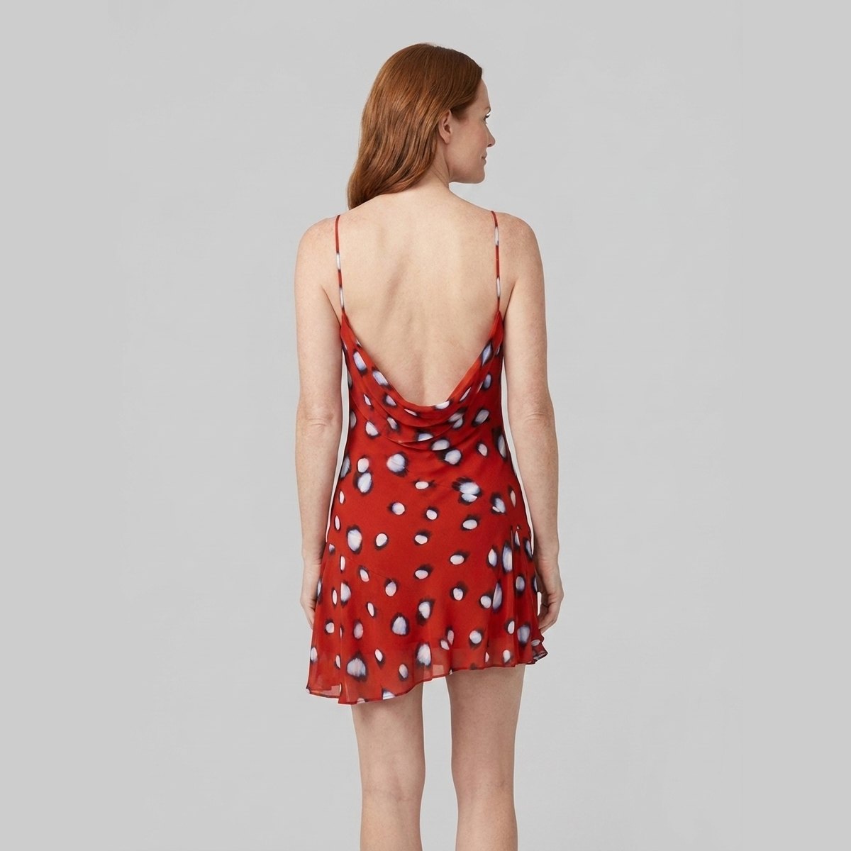 Rivella Summer Dress | Red Butterfly Print, Cowl Neckline, Mini Silhouette