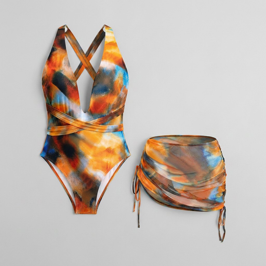 Abstract | Swimsuit Sarong Skirt Set