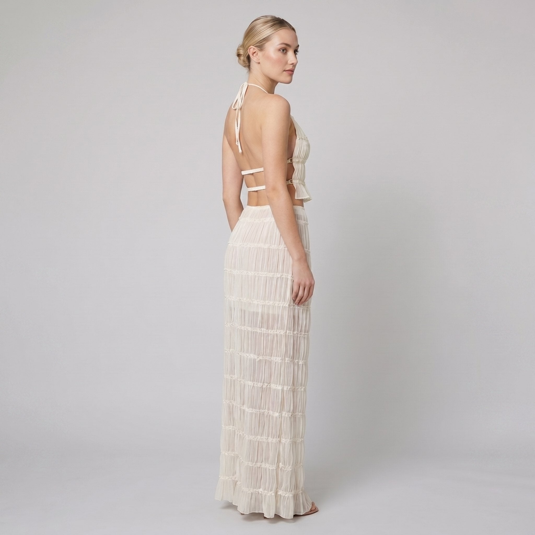 Adele | Maxi Dress Lightweight Two-Piece Halter Top Set for Women