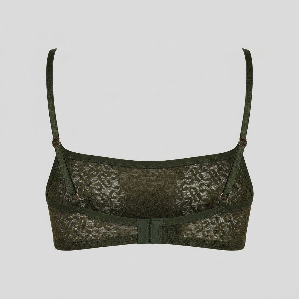 Aero Lace Bralette | Non-Padded, Dark Khaki