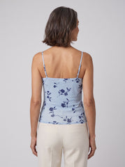 Alana Cami Top | Blue Floral Print, Frill Detail, Going Out Top