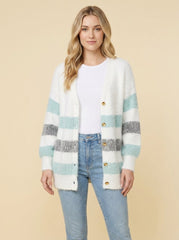 Alayah | Striped Button-Down Cardigan