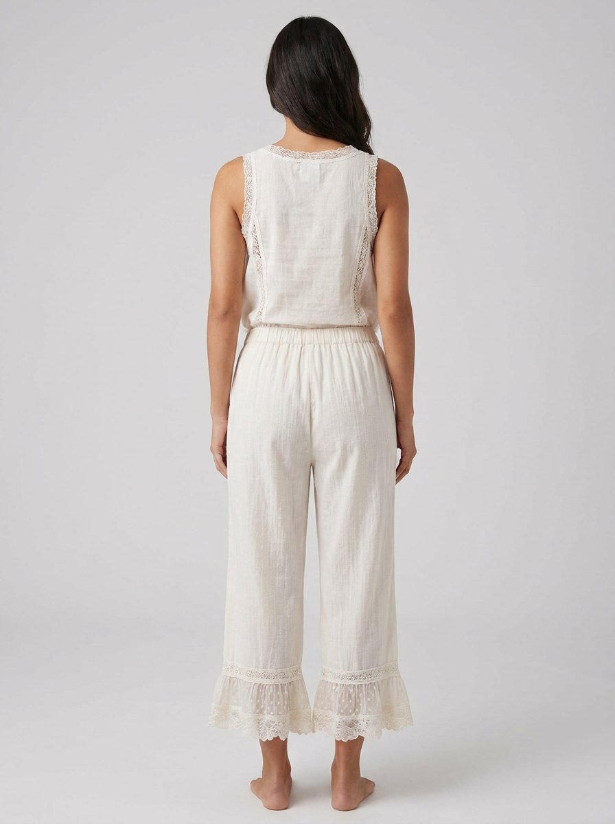 Alyssa Women's Set | Lightweight Cotton Loungewear, Vintage-Inspired Lace