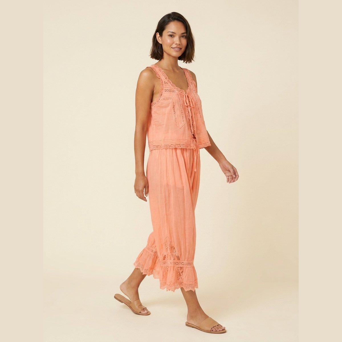 Alyssa Women's Set | Lightweight Cotton Loungewear, Vintage-Inspired Lace