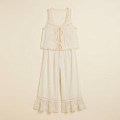 Alyssa Women's Set | Lightweight Cotton Loungewear, Vintage-Inspired Lace
