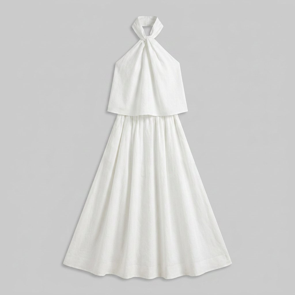 Amara | Maxi Set Cotton-Linen, Halter-Neck Design