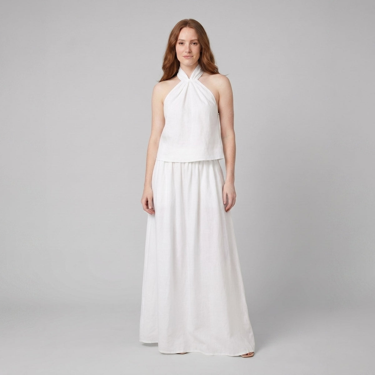 Amara | Maxi Set Cotton-Linen, Halter-Neck Design