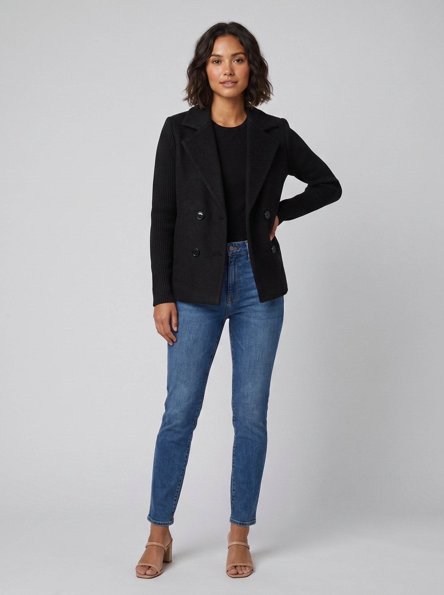 Amora | Elegant Knit-Sleeve Blazer