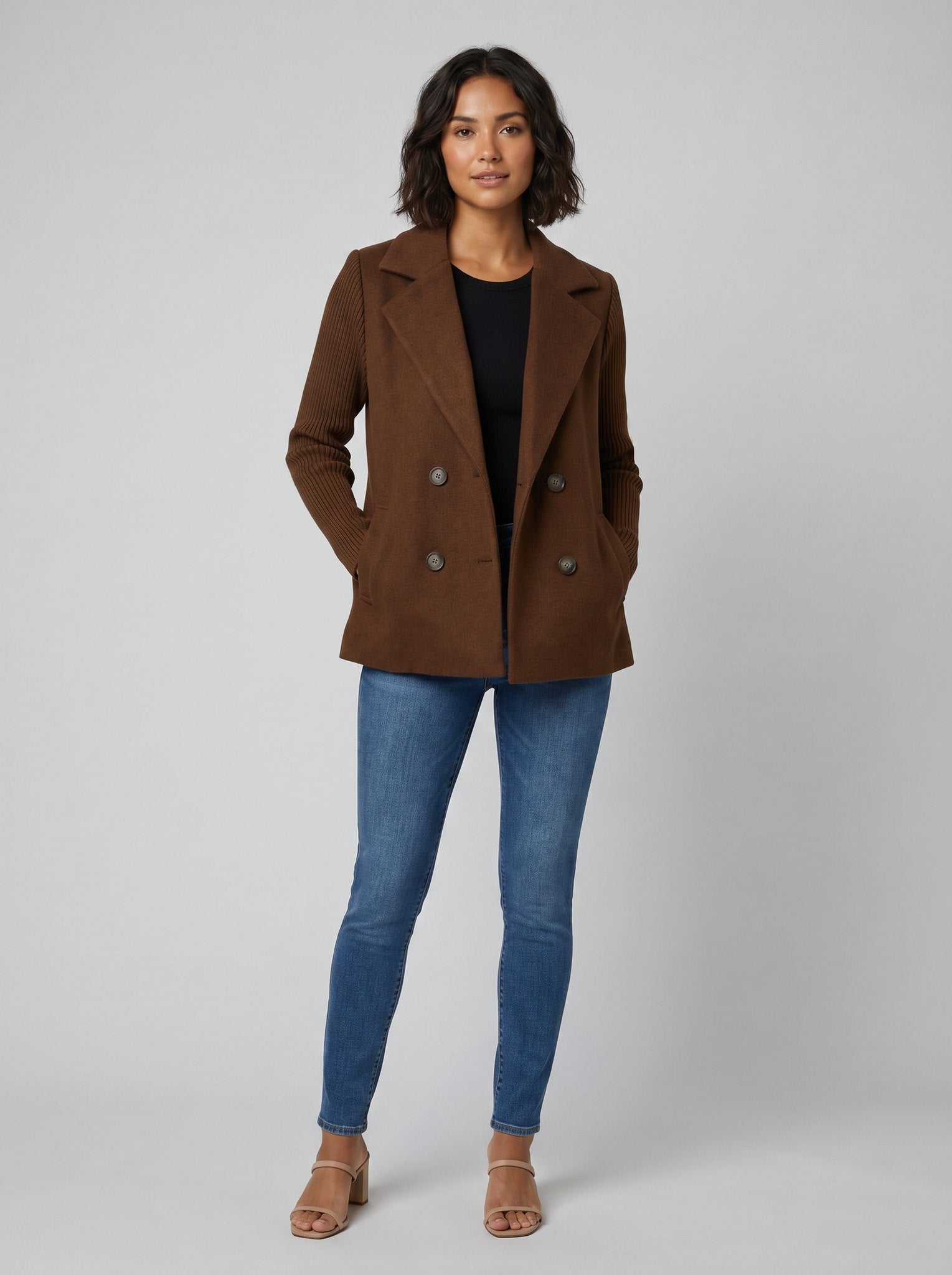 Amora | Elegant Knit-Sleeve Blazer