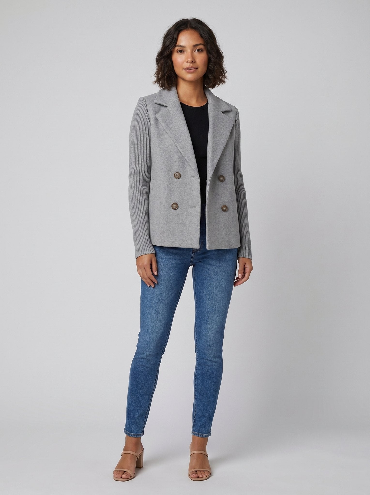 Amora | Elegant Knit-Sleeve Blazer