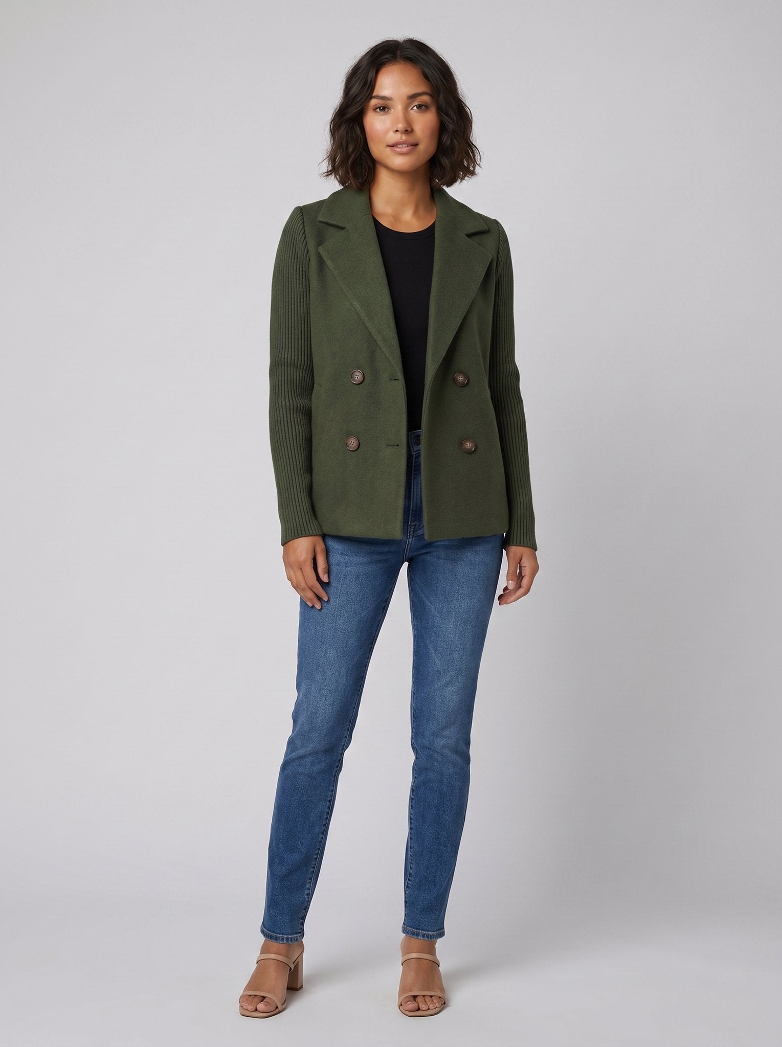 Amora | Elegant Knit-Sleeve Blazer