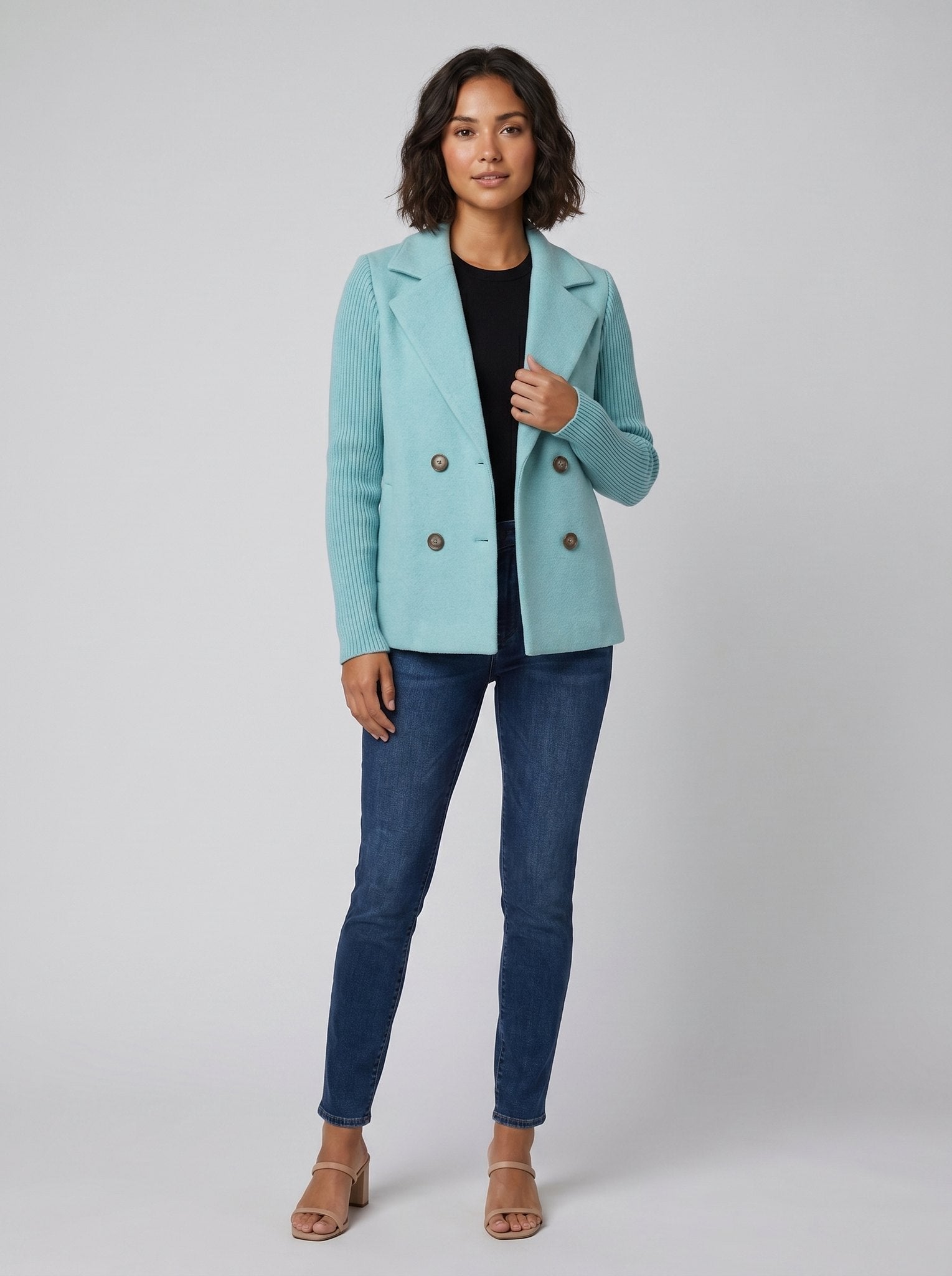 Amora | Elegant Knit-Sleeve Blazer