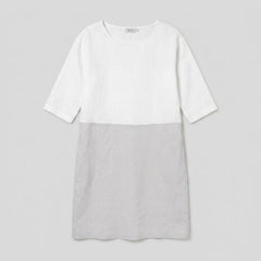 Aqua | Linen Dress Color-Block, Relaxed Fit, Knee-Length