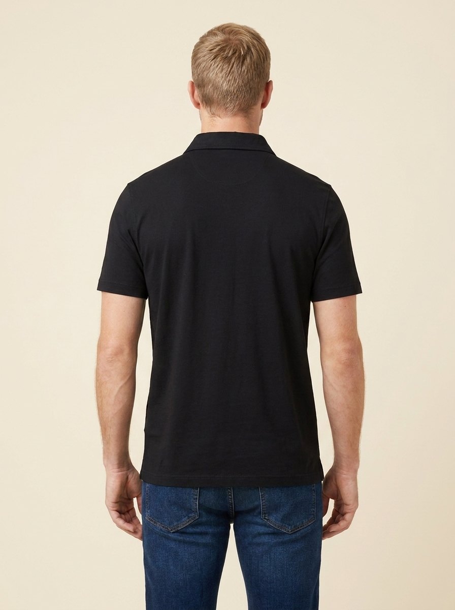 Arden Men's Polo Shirt | Black Cotton Jersey, Tailored Fit