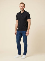 Arden Men's Polo Shirt | Black Cotton Jersey, Tailored Fit