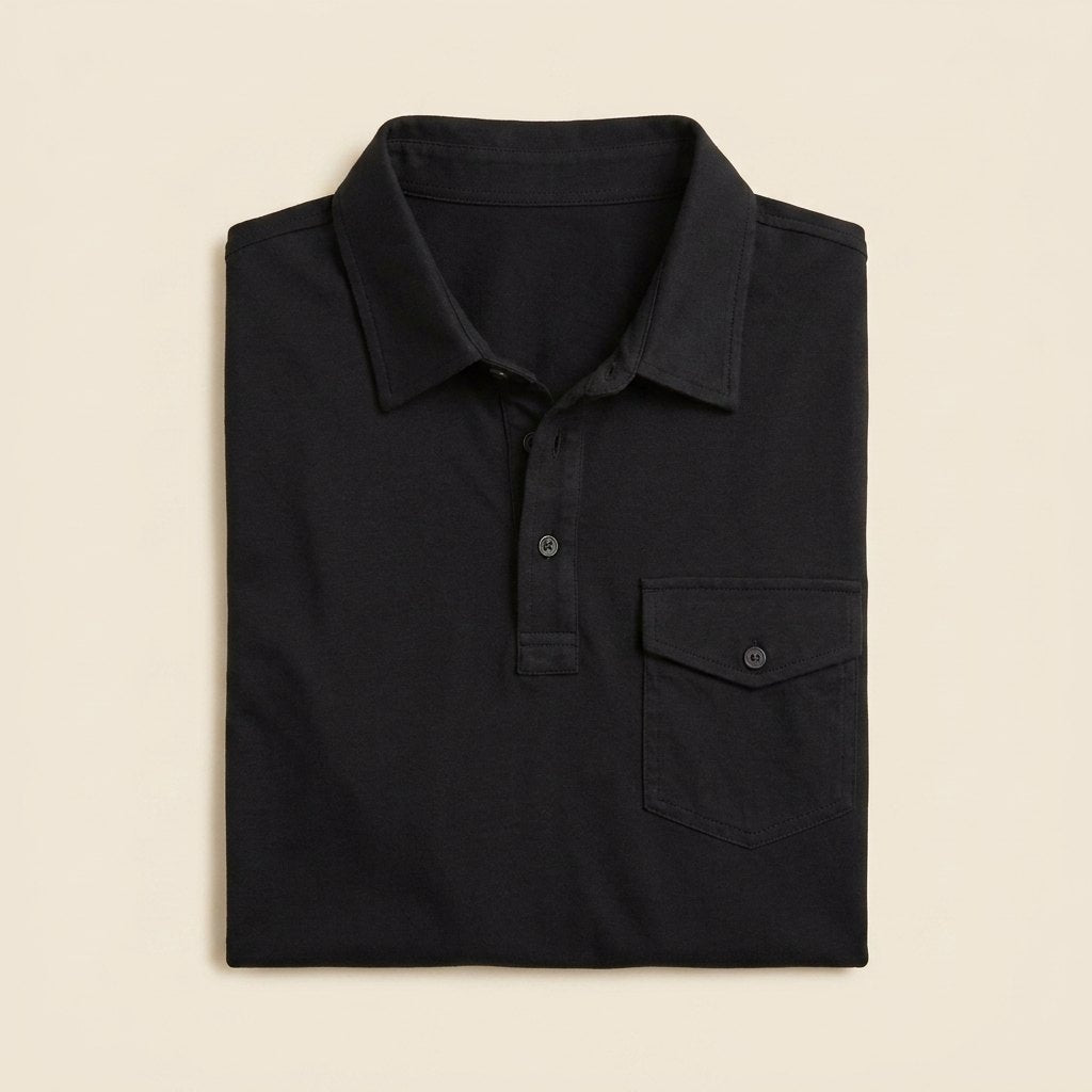 Arden Men's Polo Shirt | Black Cotton Jersey, Tailored Fit