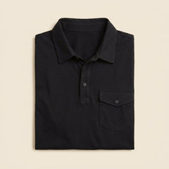 Arden Men's Polo Shirt | Black Cotton Jersey, Tailored Fit