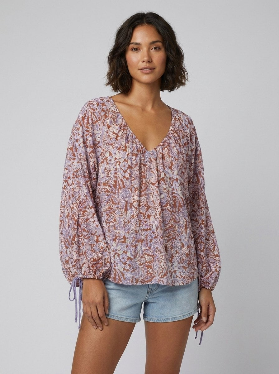 Arianna Floral Blouse | Organic Cotton Blend, Puff Sleeve Design