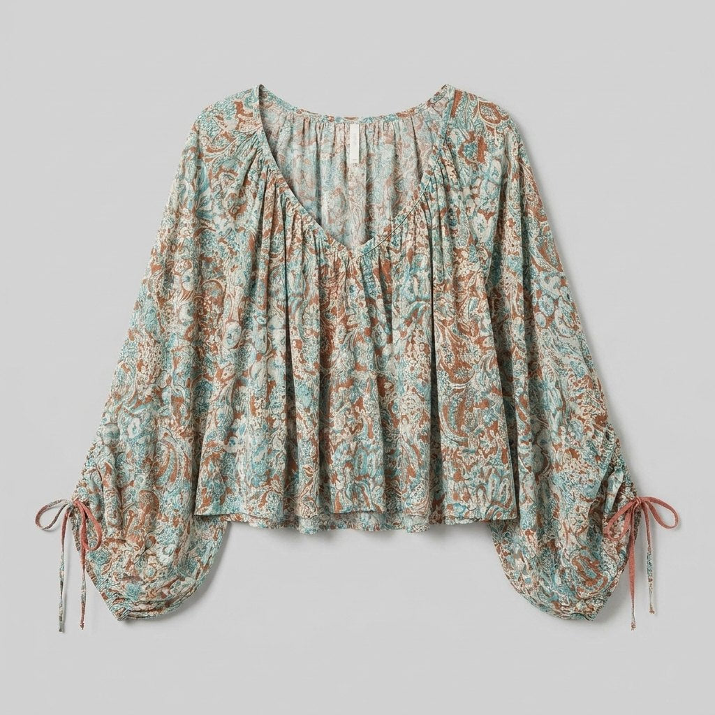 Arianna Floral Blouse | Organic Cotton Blend, Puff Sleeve Design