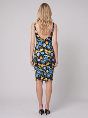 Arielle Women's Dress | Black Floral Print, V-Neck Back, Cocktail Party