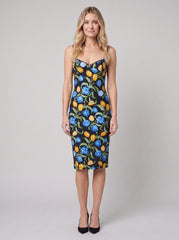 Arielle Women's Dress | Black Floral Print, V-Neck Back, Cocktail Party