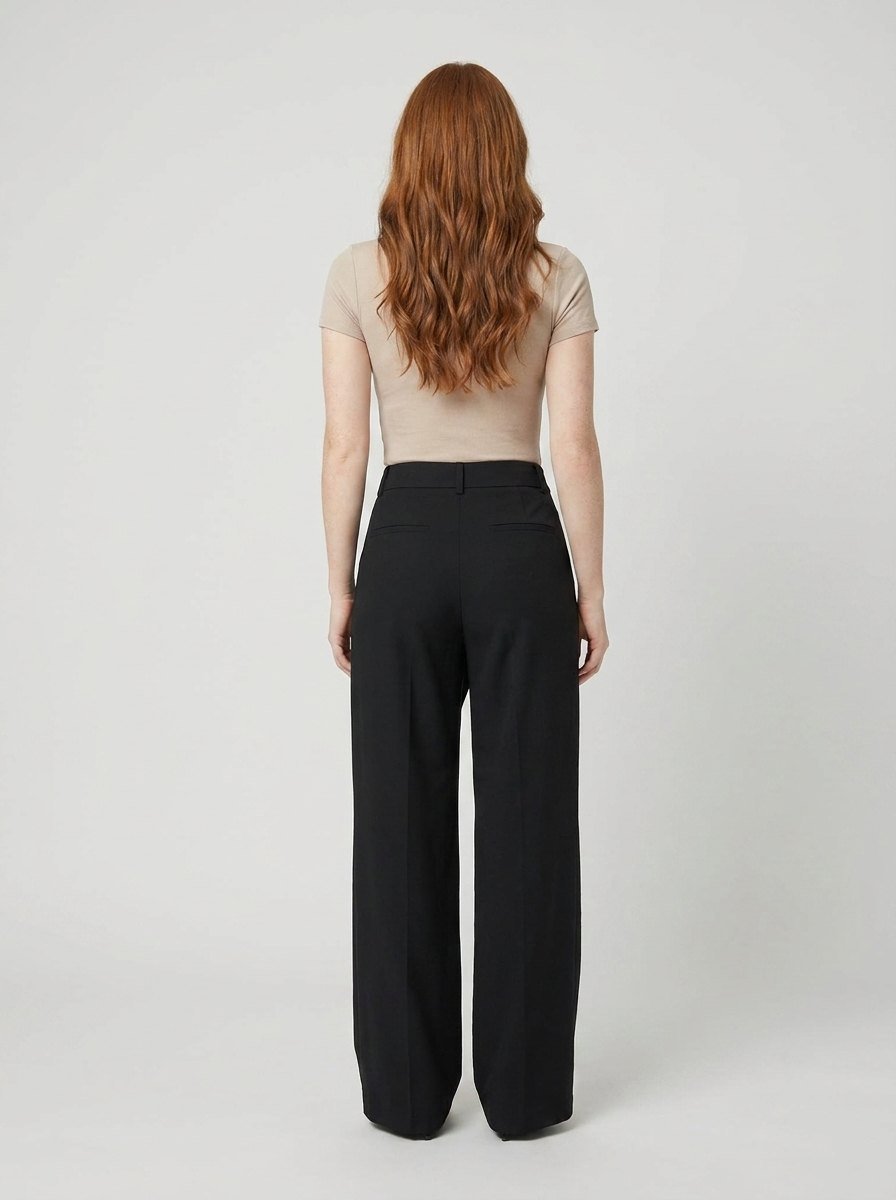Astra | Wide Leg Trousers Asymmetrical Design, Black Dress Pants for Women