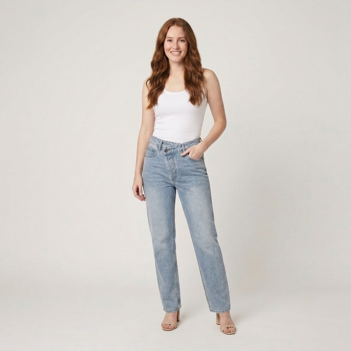 Asymmetric | Waist Straight Leg Jeans