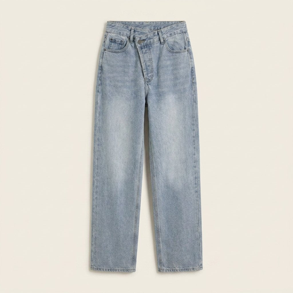 Asymmetric | Waist Straight Leg Jeans