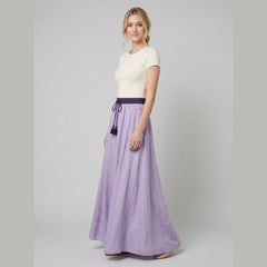 Ava | A-Line Maxi Skirt Lightweight Linen, Textured Waist, Tassel Detail