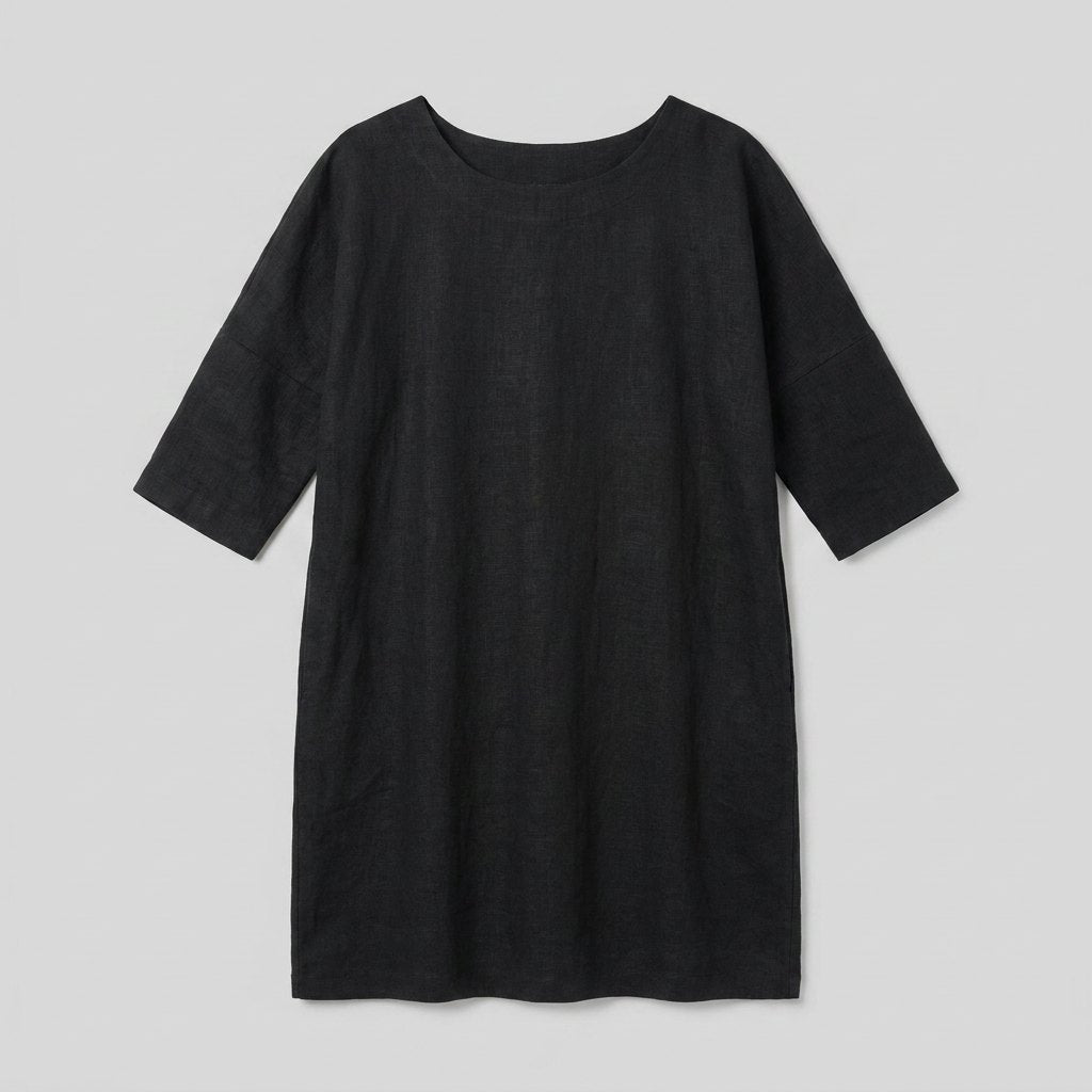 Ava | Women's Dress Relaxed Fit Linen, Knee-Length Summer Dress