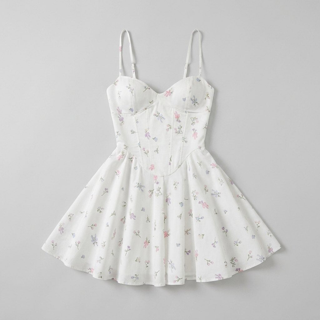Ava | Mini Dress Lightweight Floral Print, Adjustable Straps