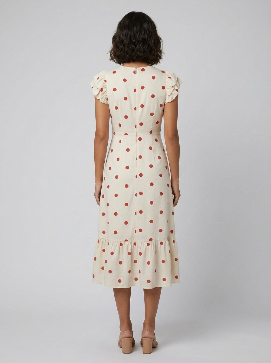 Ava | Polkadot Midi Dress Lightweight, Flattering Summer Dress for Women