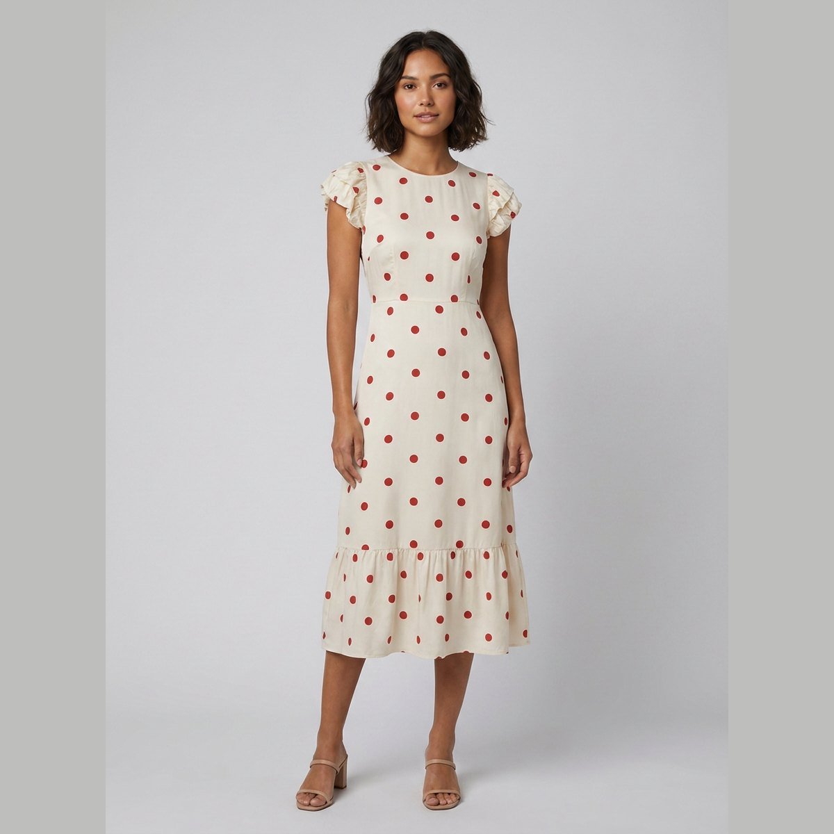 Ava | Polkadot Midi Dress Lightweight, Flattering Summer Dress for Women