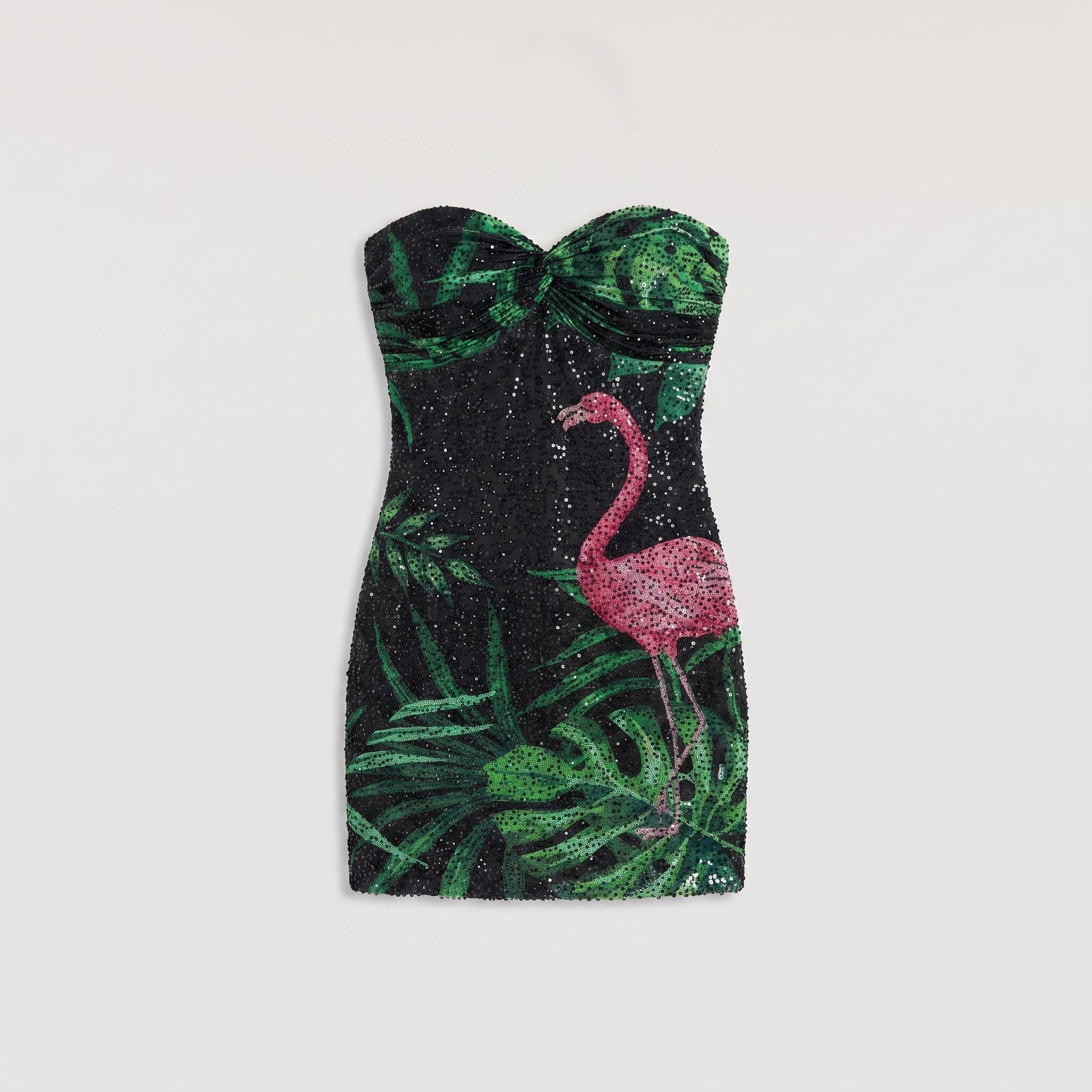 Aveline Womens Dress | Beaded Mesh, Strapless Tropical Mini