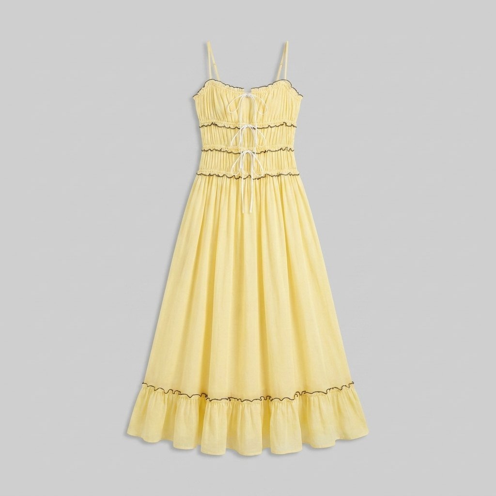 Bella | Boho Maxi Dress Lightweight, Spaghetti Strap Ruffle Hem for Summer and Wedding Guests