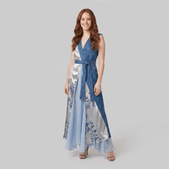 Bella | Denim Dress Asymmetrical Patchwork, Comfortable Fit for Women